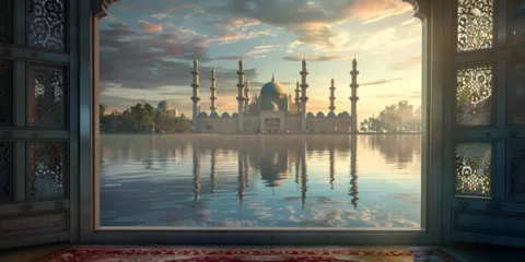 Foto op Canvas Under water city landscape with mosque  © Malik