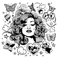 vector, flower, floral, design, illustration, art, pattern, element, decoration, nature, ornament, tattoo, butterfly, black, grunge, heart, skull, set, card, swirl, vintage, plant, silhouette, spring,