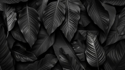Textures of abstract black leaves 