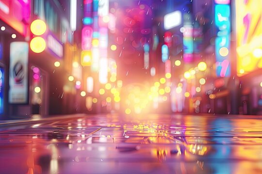 Cityscape at Night, Bokeh Texture Background, Blurry Street Banner, City Light Nightlife Mockup