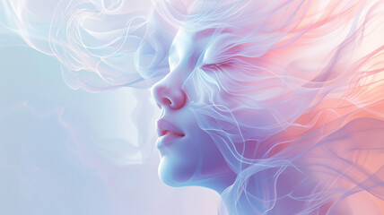 Ethereal vector face with soft gradients and delicate features, evoking a sense of ethereal beauty and grace.
