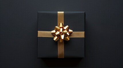 Elegant Gift Box with Gold Ribbon and Bow - Perfect Present Concept