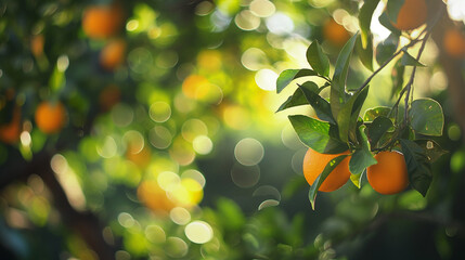 Zbliżenie na krzew z pięknymi owocami pomarańczy - obrazy, fototapety, plakaty