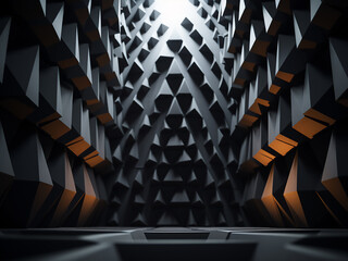 Pyramid-shaped foam designed for studio sound absorption