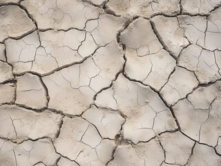 Fototapeta premium Atmospheric impact captured in close-up of dry, cracked white clay
