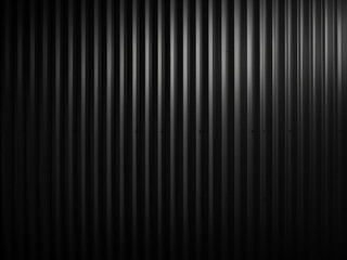 Background features black and white corrugated metal sheet walls