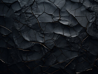 Versatile black texture with cracks suitable for backgrounds - obrazy, fototapety, plakaty