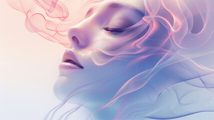 Serene vector face with soft gradients and gentle curves, evoking a sense of tranquility and peace.