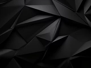 Fotobehang Dark banners in 3D showcase luxurious black polygonal geometric backgrounds © Llama-World-studio