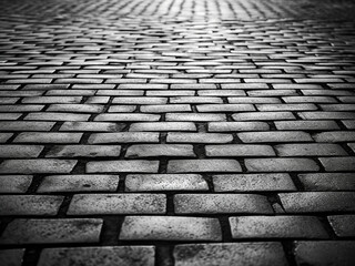 Background in black and white highlights the usefulness of brick perspective texture