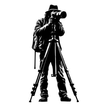 photographer with camera on tripod clip art preview