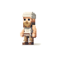 Illustrated Pixel cartoon character with white background, 8 bit Pixel character, 8 bit character, pixel character