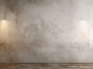 Rough plaster texture adorns the illuminated concrete wall