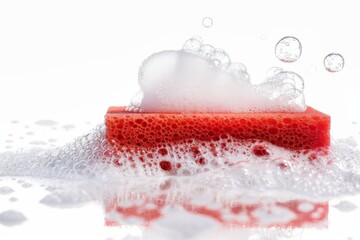 sponge in abundant foam on a light background