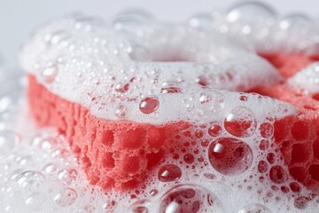 sponge in abundant foam on a light background