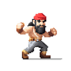 Fototapeta premium Illustrated Pixel cartoon character with white background, 8 bit Pixel character, 8 bit character, pixel character