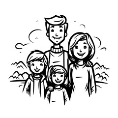 cartoon, family, boy, child, children, vector, kid, illustration, people, woman, kids, hair, baby, face, love, drawing, mother, father, fun, design, childhood, smile, son, set, smiling, playing, art, 