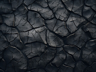 Texture of cracked dark grey surface illustrating dryness and sustainability concerns - obrazy, fototapety, plakaty
