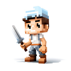 Illustrated Pixel cartoon character with white background, 8 bit Pixel character, 8 bit character, pixel character