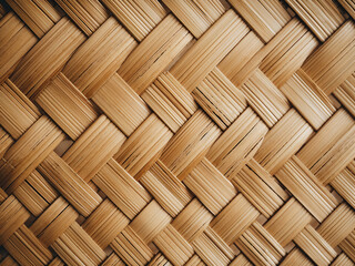 Background showcases texture of handmade bamboo weave