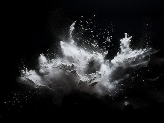 Motion freeze reveals white particles in powder explosion - obrazy, fototapety, plakaty