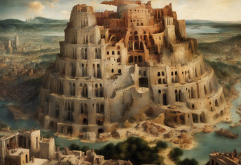 The Tower of Babel (Genesis 11 1â  9) - obrazy, fototapety, plakaty