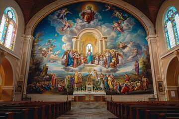 Fototapeta na wymiar Religious Fresco of Jesus's Ascension in Cathedral