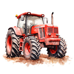 red tractor isolated