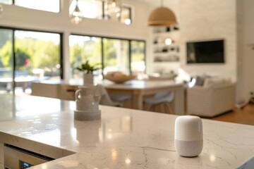 Voice-Activated Assistant in Contemporary Kitchen