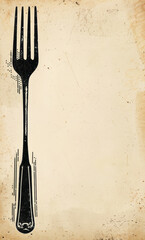 Vintage fork with an ornate handle on a rustic, textured backdrop.