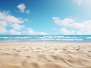 Fototapeta na wymiar Ample copy space on horizontal beach sand background