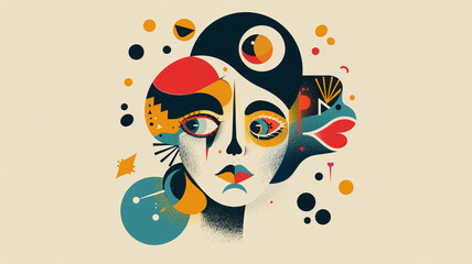Whimsical vector face with playful elements and imaginative features, invoking a sense of wonder and whimsy.