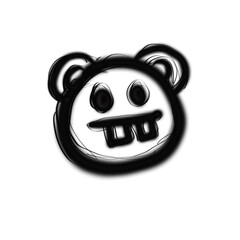transparent black panda spray painting PNG