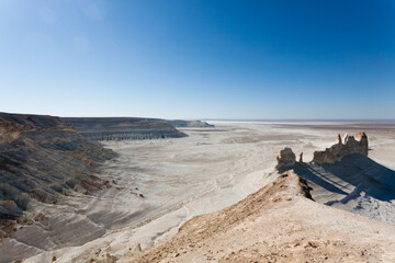 Beautiful Mangystau landscape, Kazakhstan. Bozzhira valley aerial view