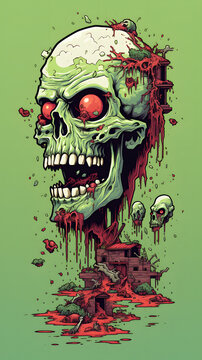 Illustrated zombe, cool zombie illustration, 8 bit zombie, cartoon zombie