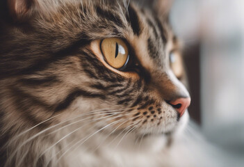 Naklejka premium A cat portrait close up side view
