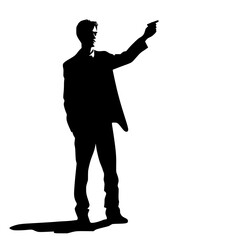 silhouette, business, people, shadow, person, illustration, vector, gun, black, music, businessman, business man, one, hand, suit, police, profile, art, woman, boy, holding, white background, standing