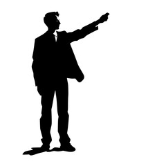 Obraz premium silhouette, business, people, shadow, person, illustration, vector, gun, black, music, businessman, business man, one, hand, suit, police, profile, art, woman, boy, holding, white background, standing