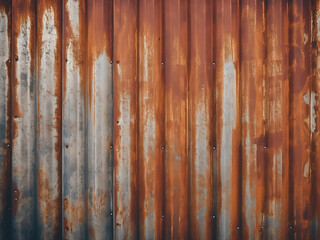Background depicts grunge-style rusty zinc on corrugated metal wall - obrazy, fototapety, plakaty