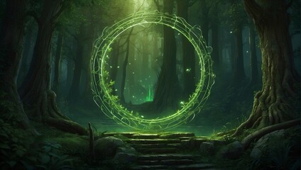 "Step into a realm of wonder and enchantment, where a magnificent green magic circle stands as a symbol of ancient magic. Will you harness its power or succumb to its mysterious allure?"