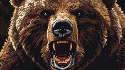 Powerful vector face of a mighty bear with strong features and a commanding presence.