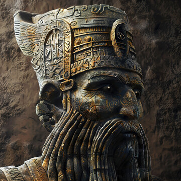 Ancient Anunnaki God Statue 3D Render Illustration