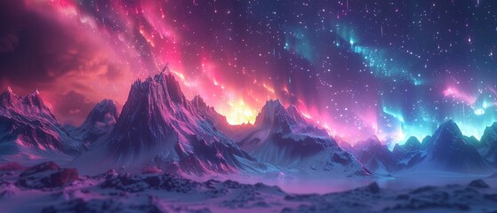 Synthwave Aurora  A mesmerizing and captivating display inspired by the northern lights, fused with synthwave aesthetics and pulsating electronic melodies