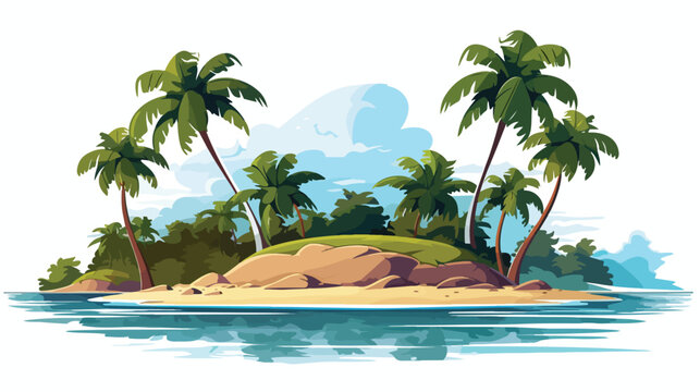 Nice picture of island with palm trees 2d flat cart