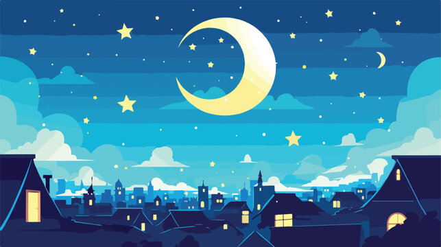 Night icon vector image with white background 2d fl