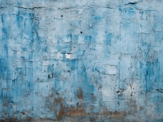 Texture of aged concrete wall highlighted with blue paint