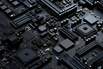 Computer Chips and Hardware Components on a Computer Wall