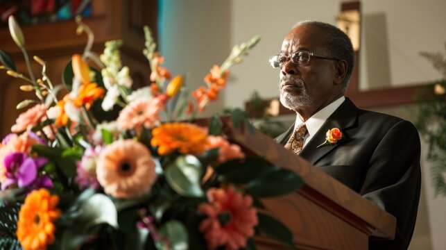 Relatives perform ritual ceremonies in memory of the deceased, listening attentively to the sermon