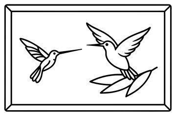 bird of paradise & treeswift-hummingbird-trogan--out-side-of-black-border -vector illustration