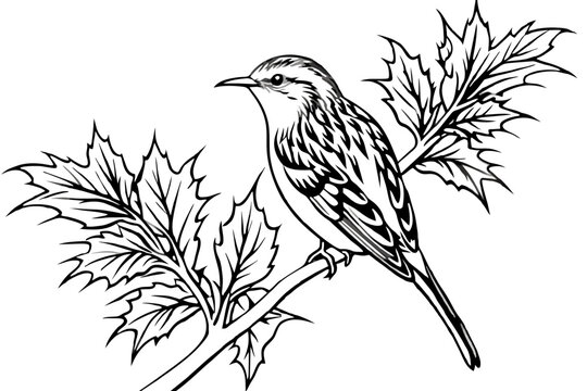 sketch of a bird &-treecreeper-vector-illustration
